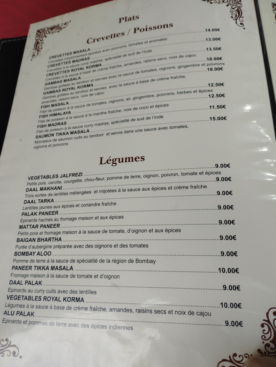 Restaurant Namaste Himalaya Les Lilas menu 5