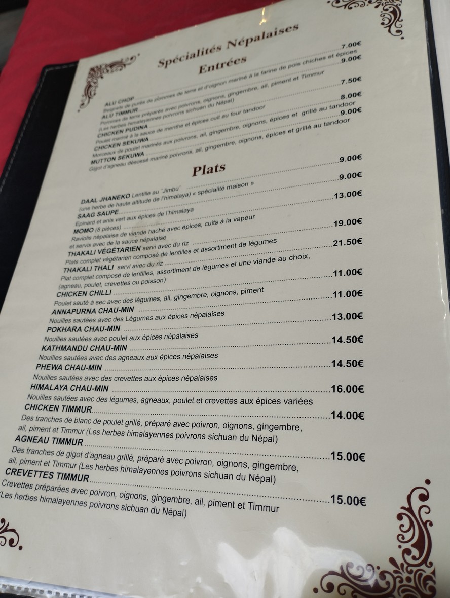 Restaurant Namaste Himalaya Les Lilas menu 6