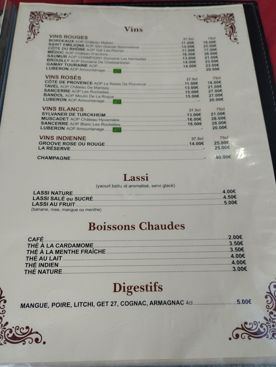 Restaurant Namaste Himalaya Les Lilas menu 8
