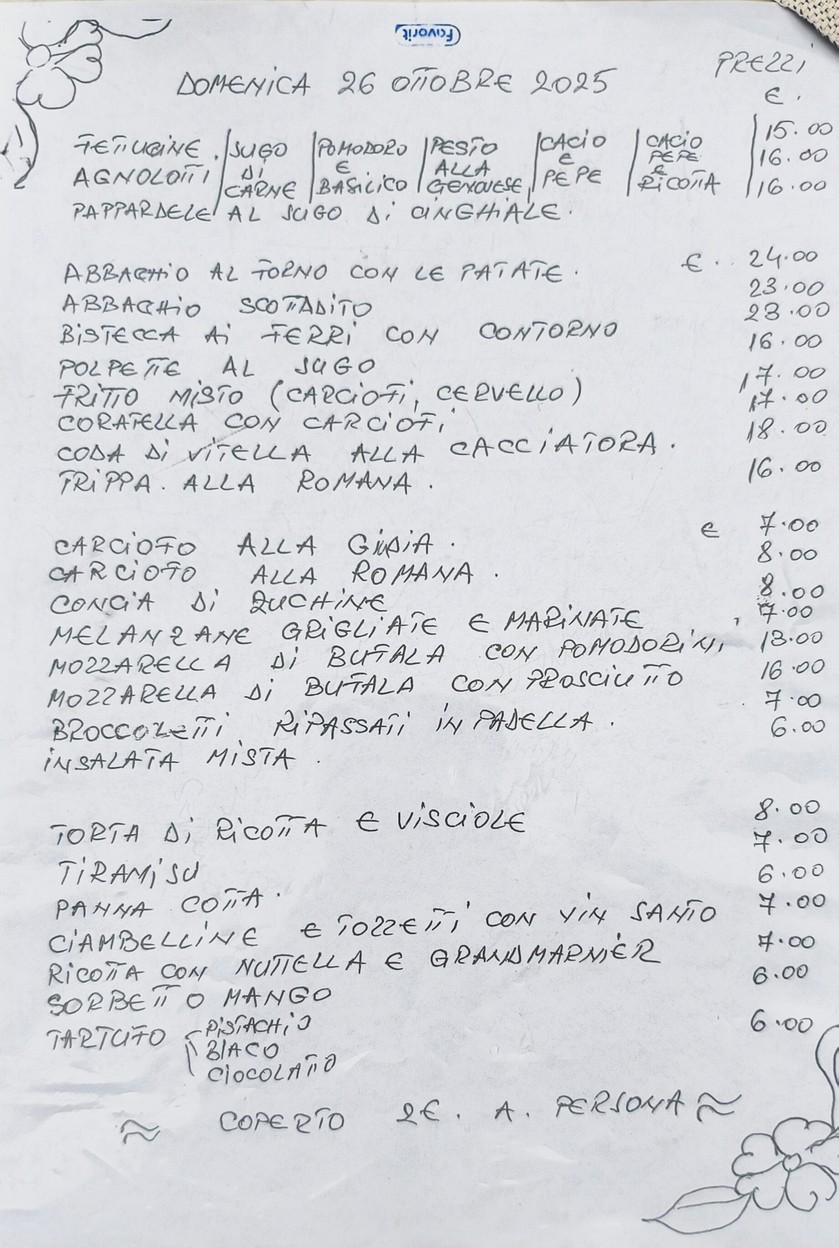 Sora Margherita menu 1