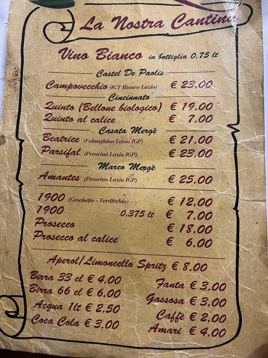 Sora Margherita menu 2