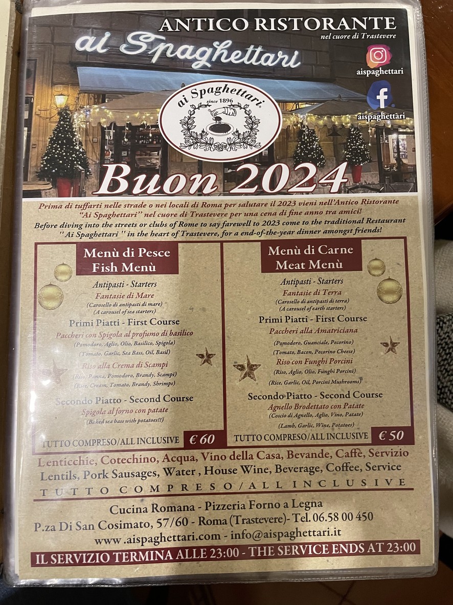 Restaurant Ai Spaghettari menu 1