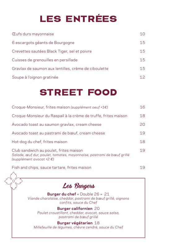 Le Raspail menu 1