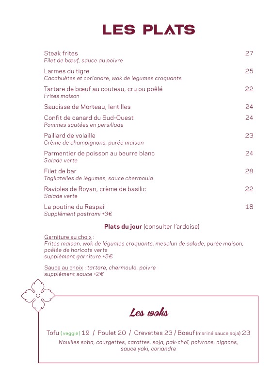 Le Raspail menu 2