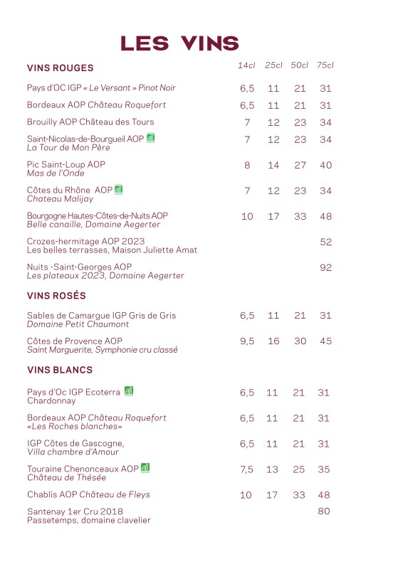 Le Raspail menu 3