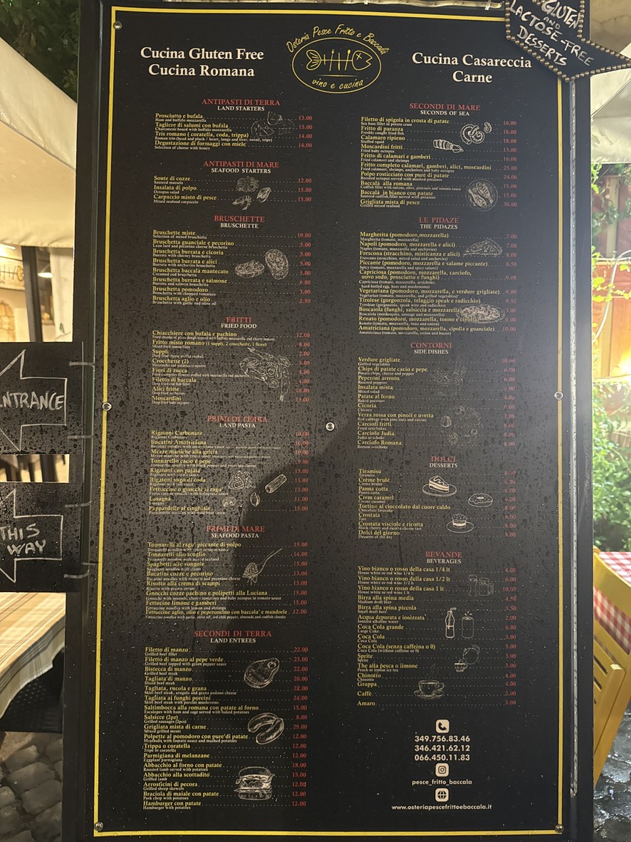 Osteria Pesce Fritto e Baccala’ menu 1