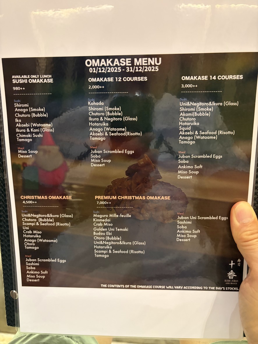 Sushi Juban, Asoke Branch menu 2