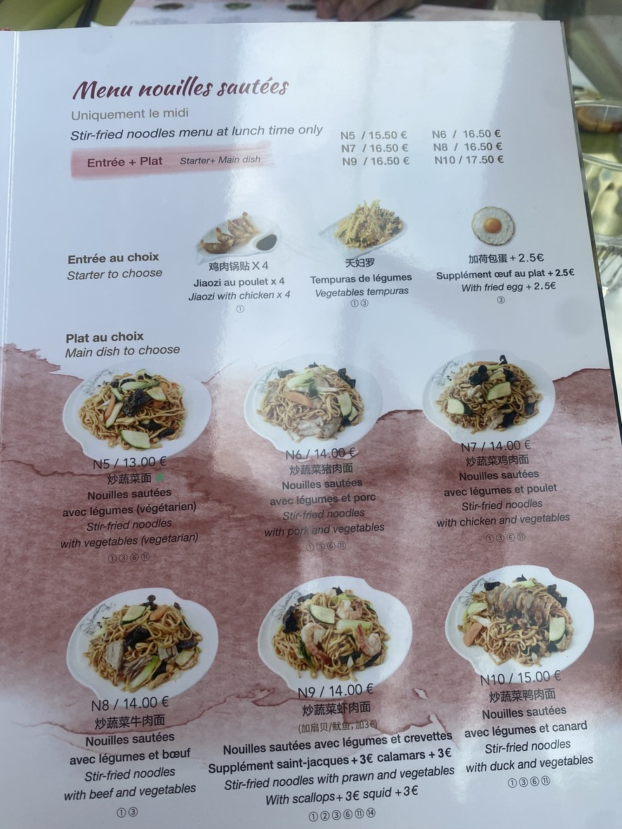 Les Pâtes Vivantes menu 5