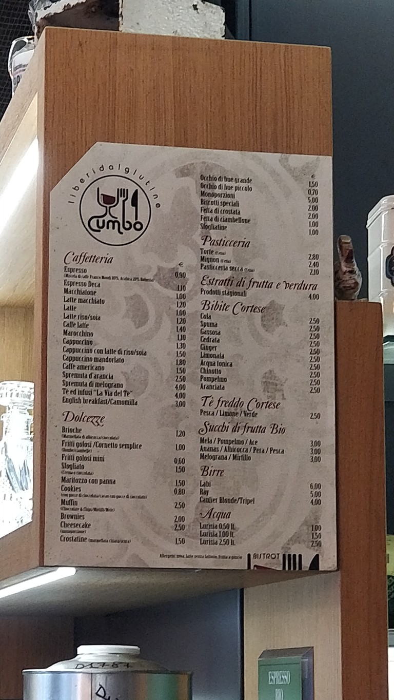 Cumbo Bistrot Roma menu 2