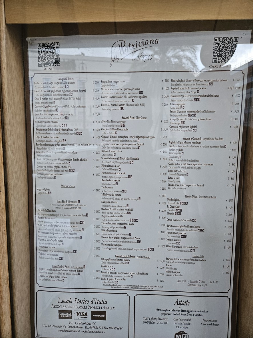 La Amatriciana Restaurant menu 1