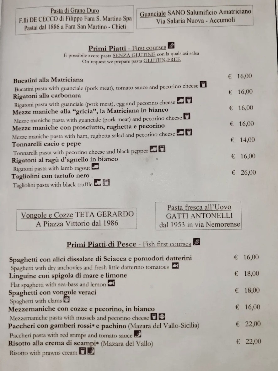 La Amatriciana Restaurant menu 3
