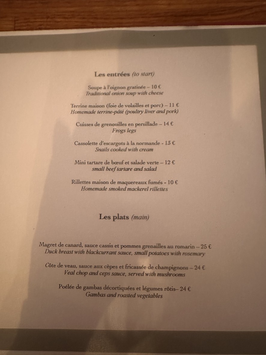 Sacrée Fleur Montmartre menu 1