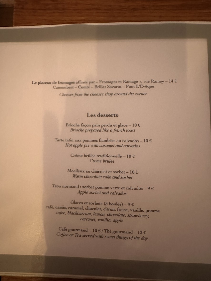 Sacrée Fleur Montmartre menu 3