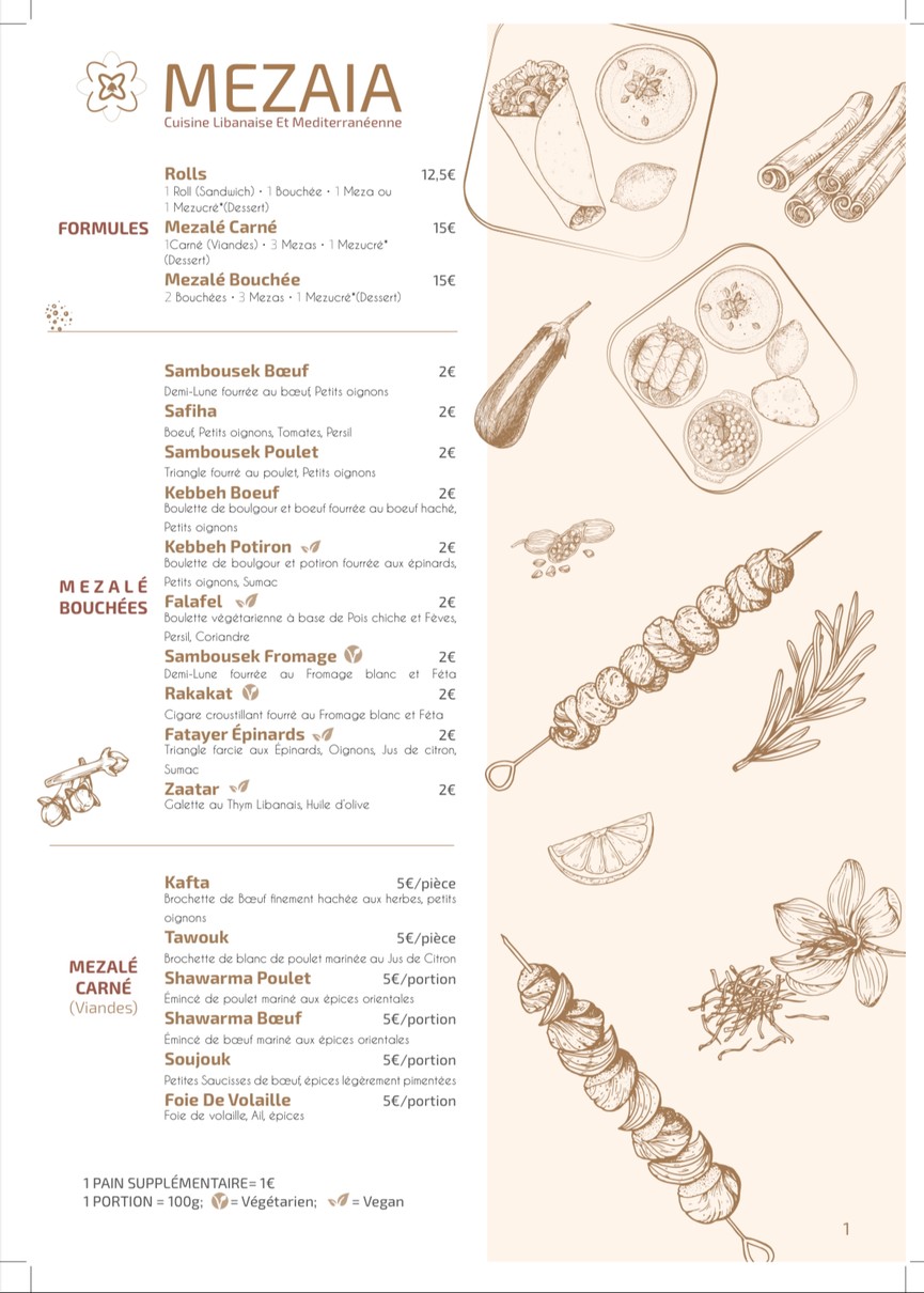 Mezaia Orteaux menu 1