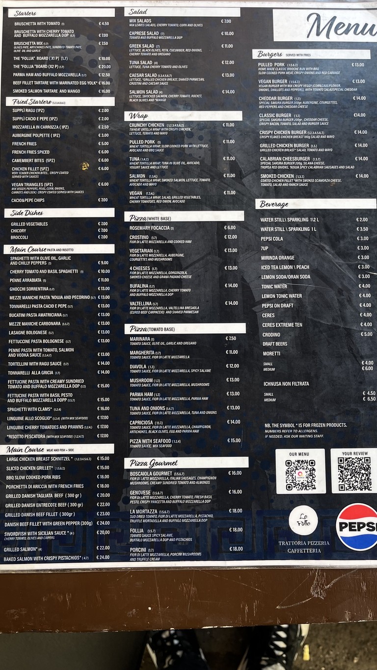 Trattoria Pizzeria bar La Follia menu 1