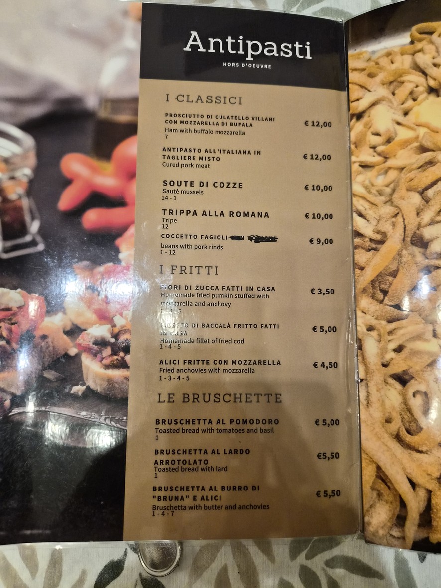 Hostaria da Enzo Roma menu 1