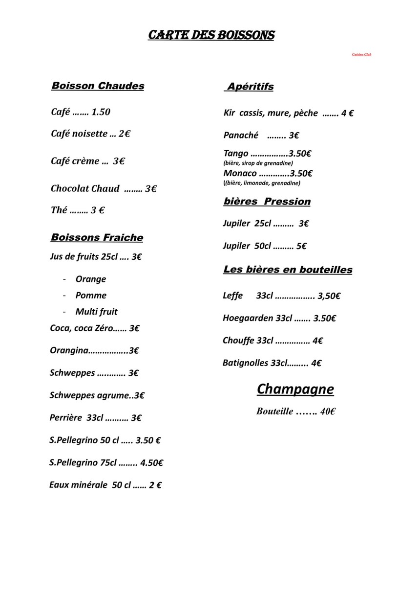 Restaurant Du Théâtre Gérard Philippe (Cuisine Club) menu 2