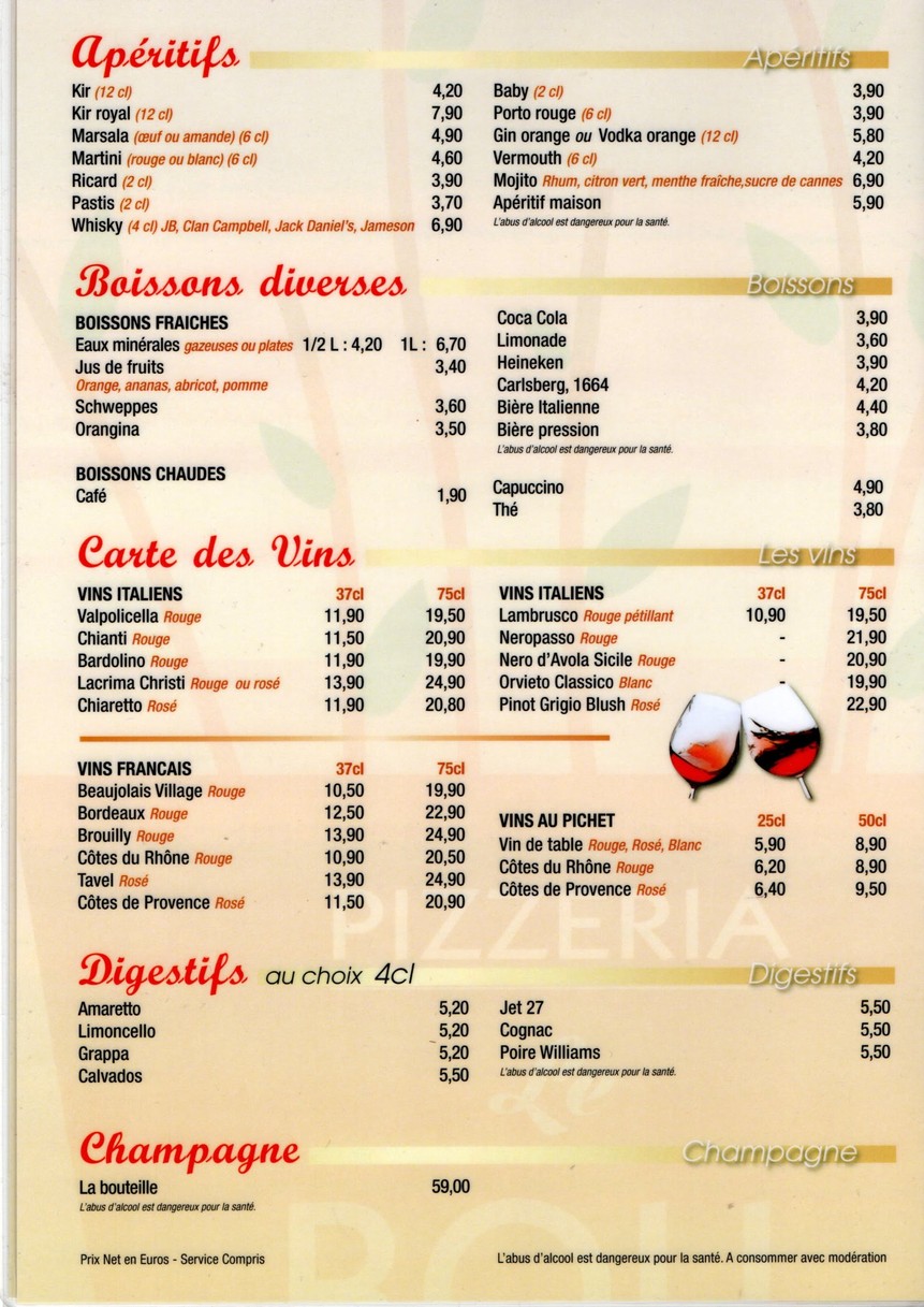 Au Bouquet menu 3