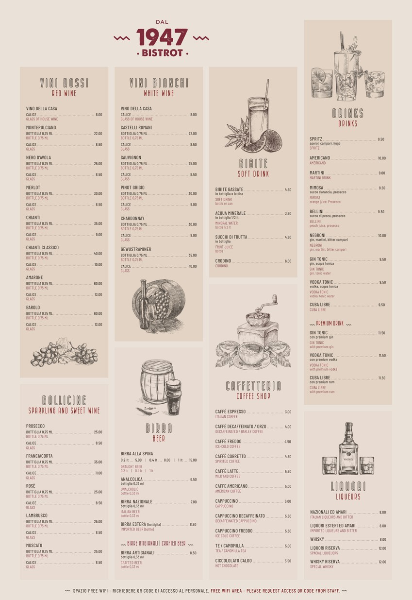 “Dal 1947 Bistrot“ Ristorante Pizzeria Fontana di Trevi menu 2