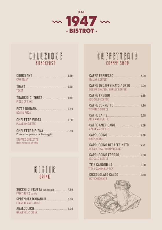 “Dal 1947 Bistrot“ Ristorante Pizzeria Fontana di Trevi menu 3