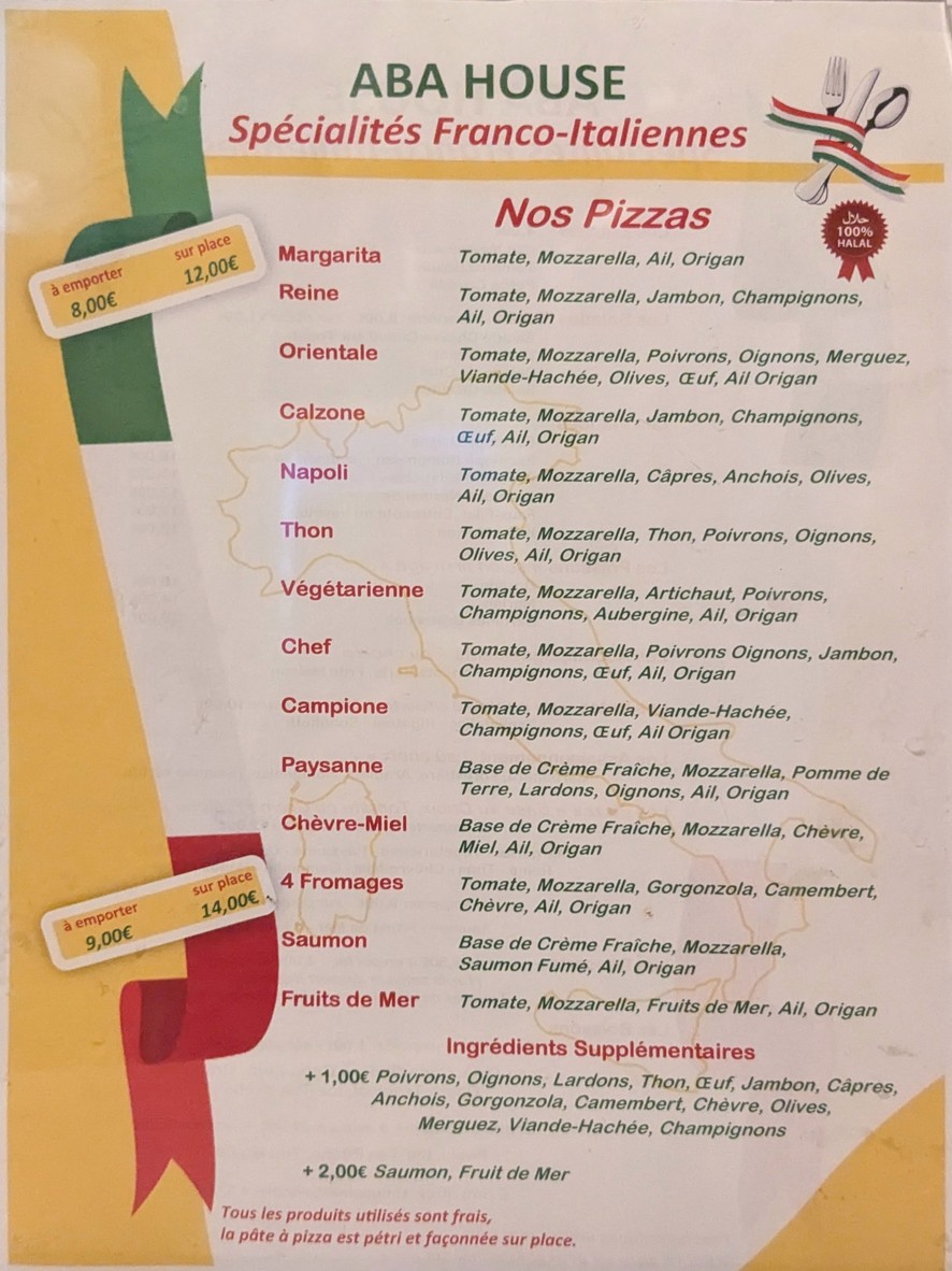 ABA HOUSE menu 1