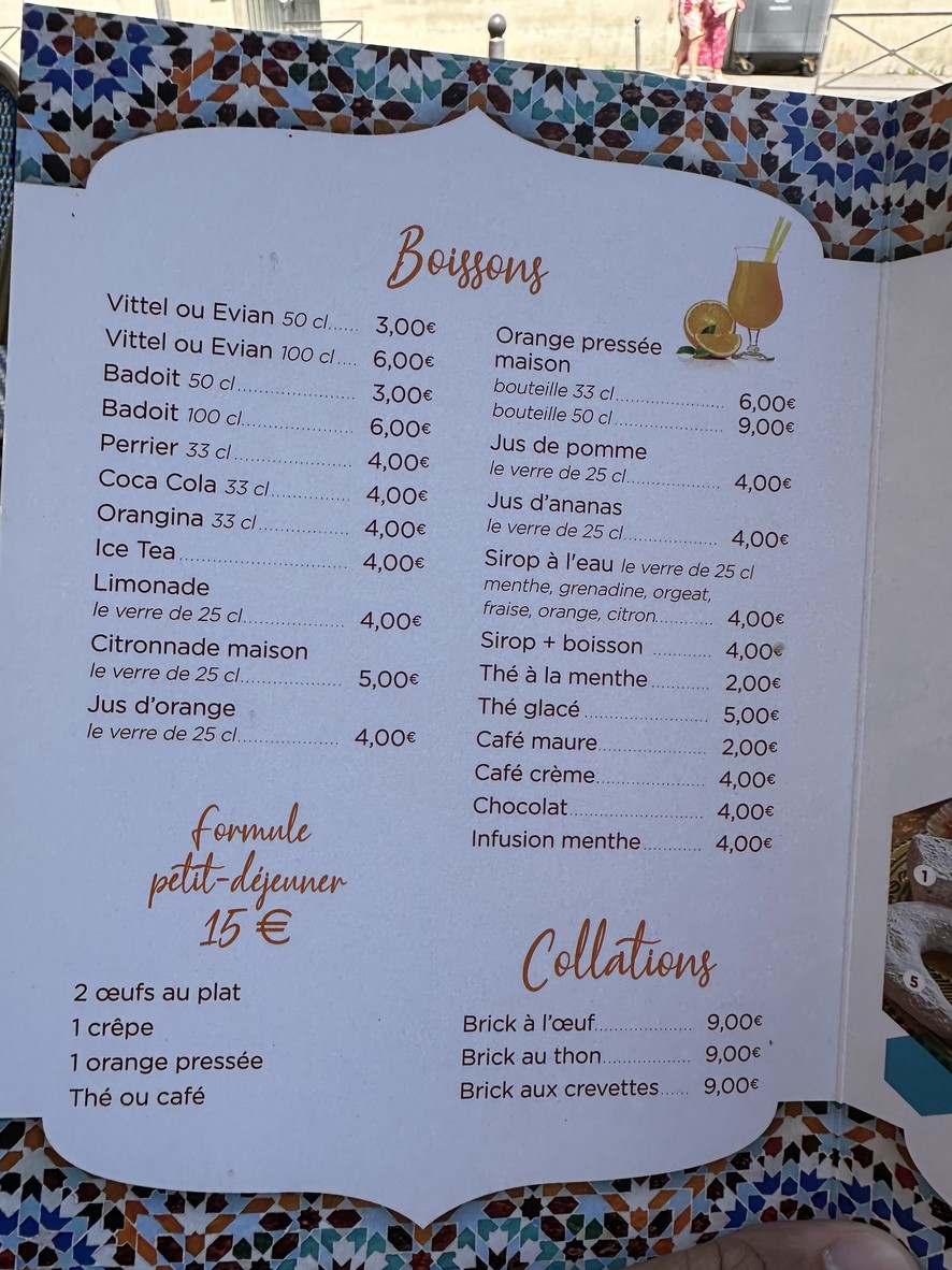 Restaurant La Mosquée de Paris menu 2