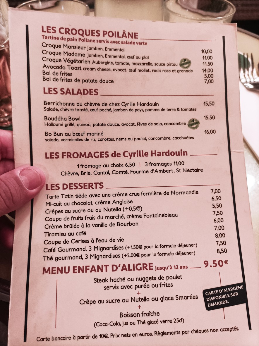Parisii menu 1