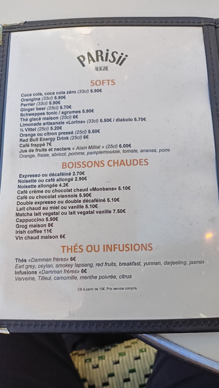 Parisii menu 2