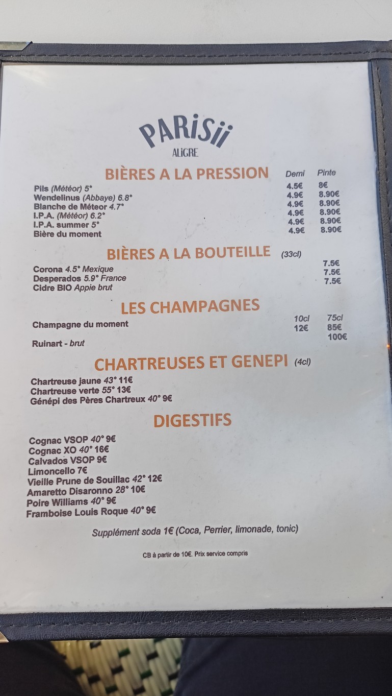 Parisii menu 3
