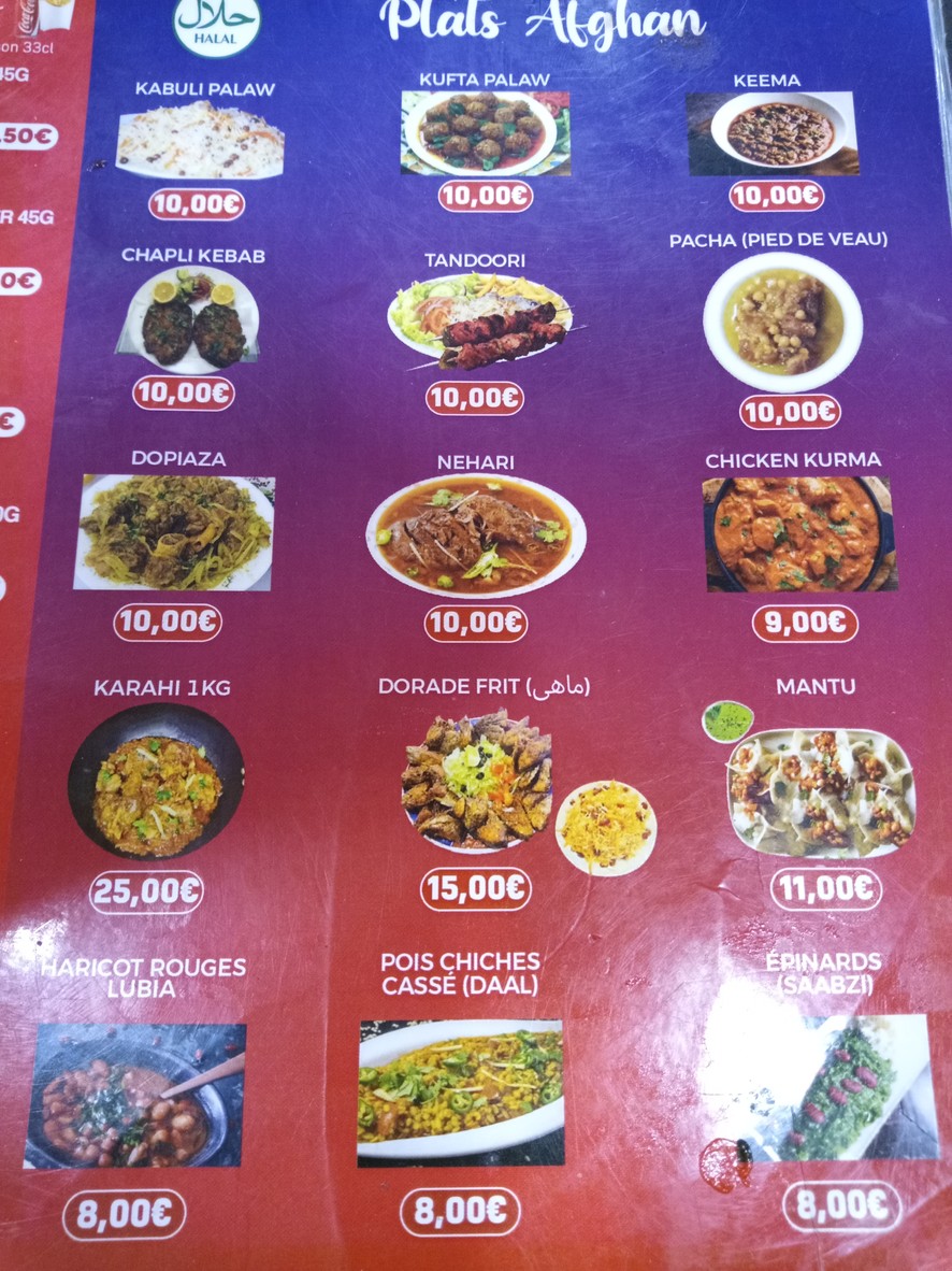 Afghan Indien Mama menu 2