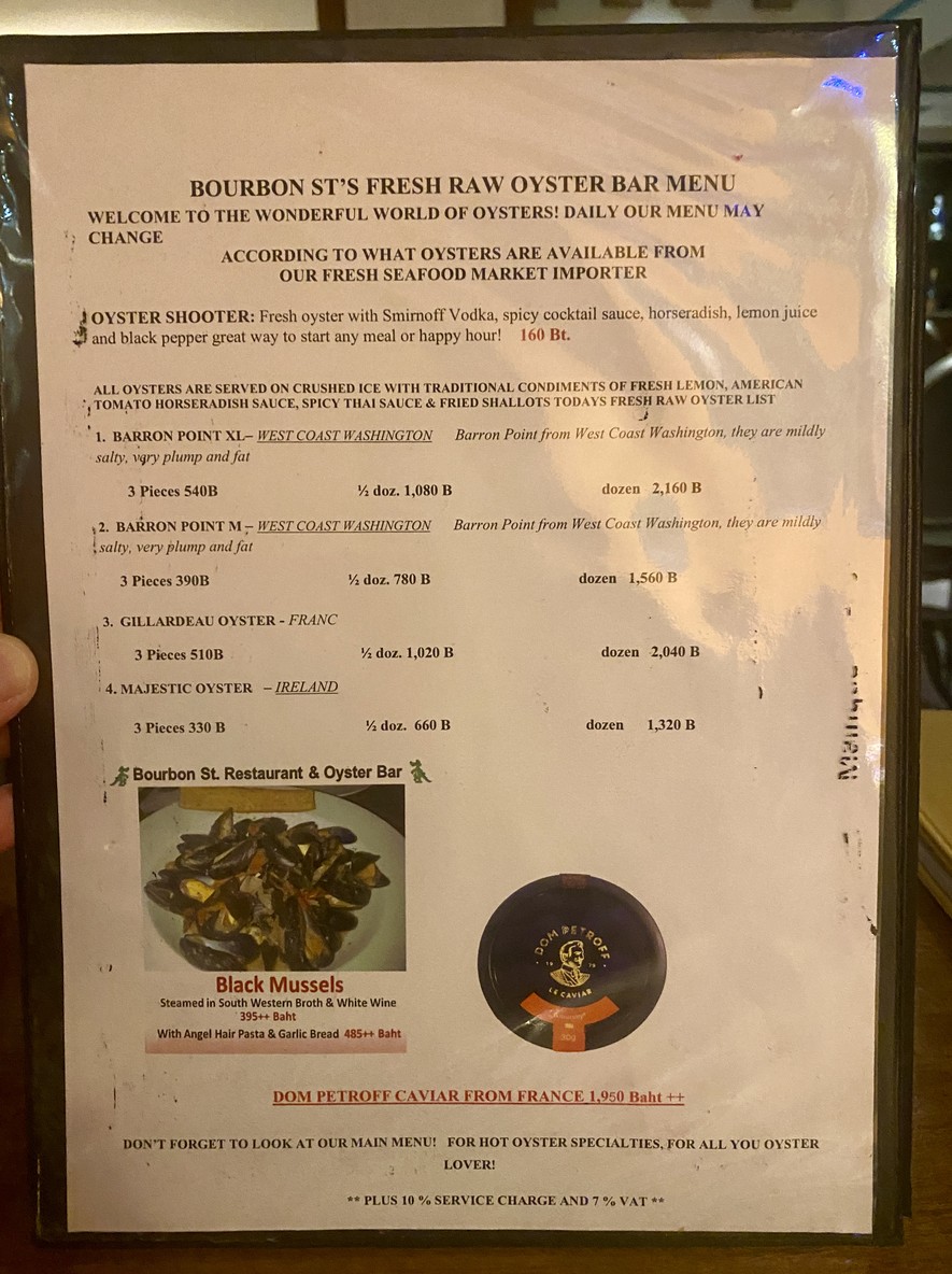 Bourbon Street Restaurant & Oyster Bar, Boutique Hotel menu 3