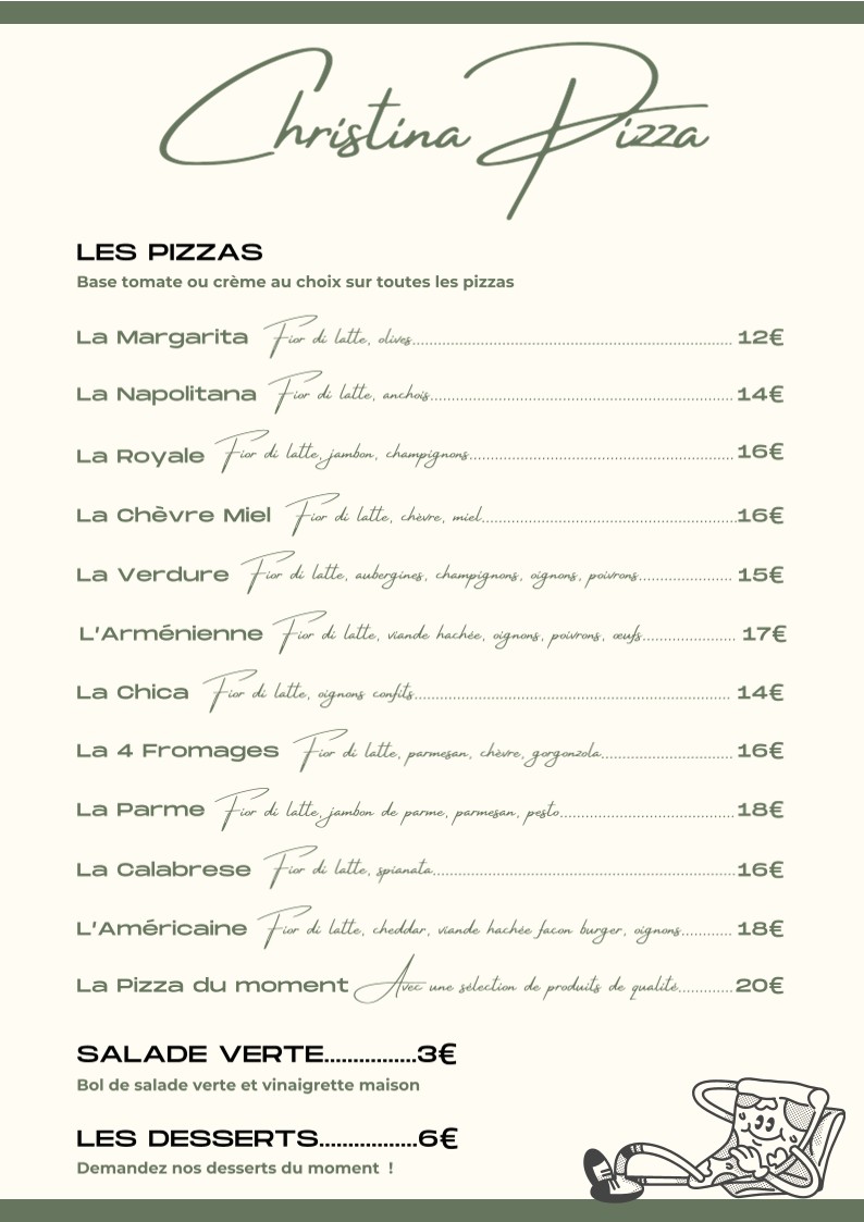 Christina Pizza menu 1