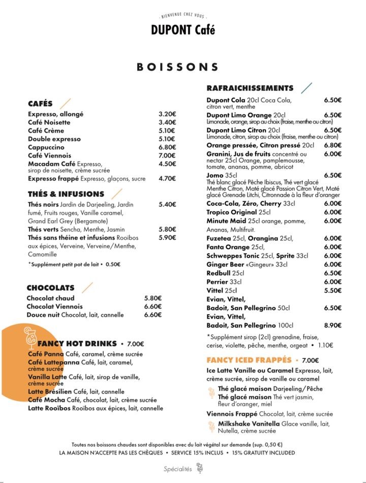 Dupont Café Convention menu 2