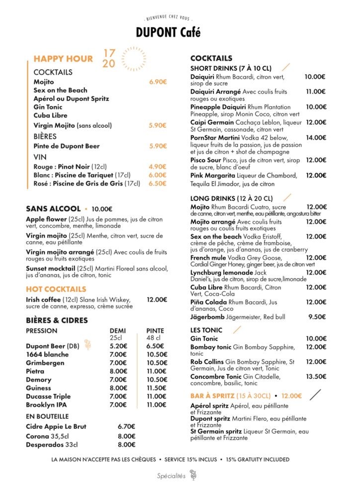 Dupont Café Convention menu 3