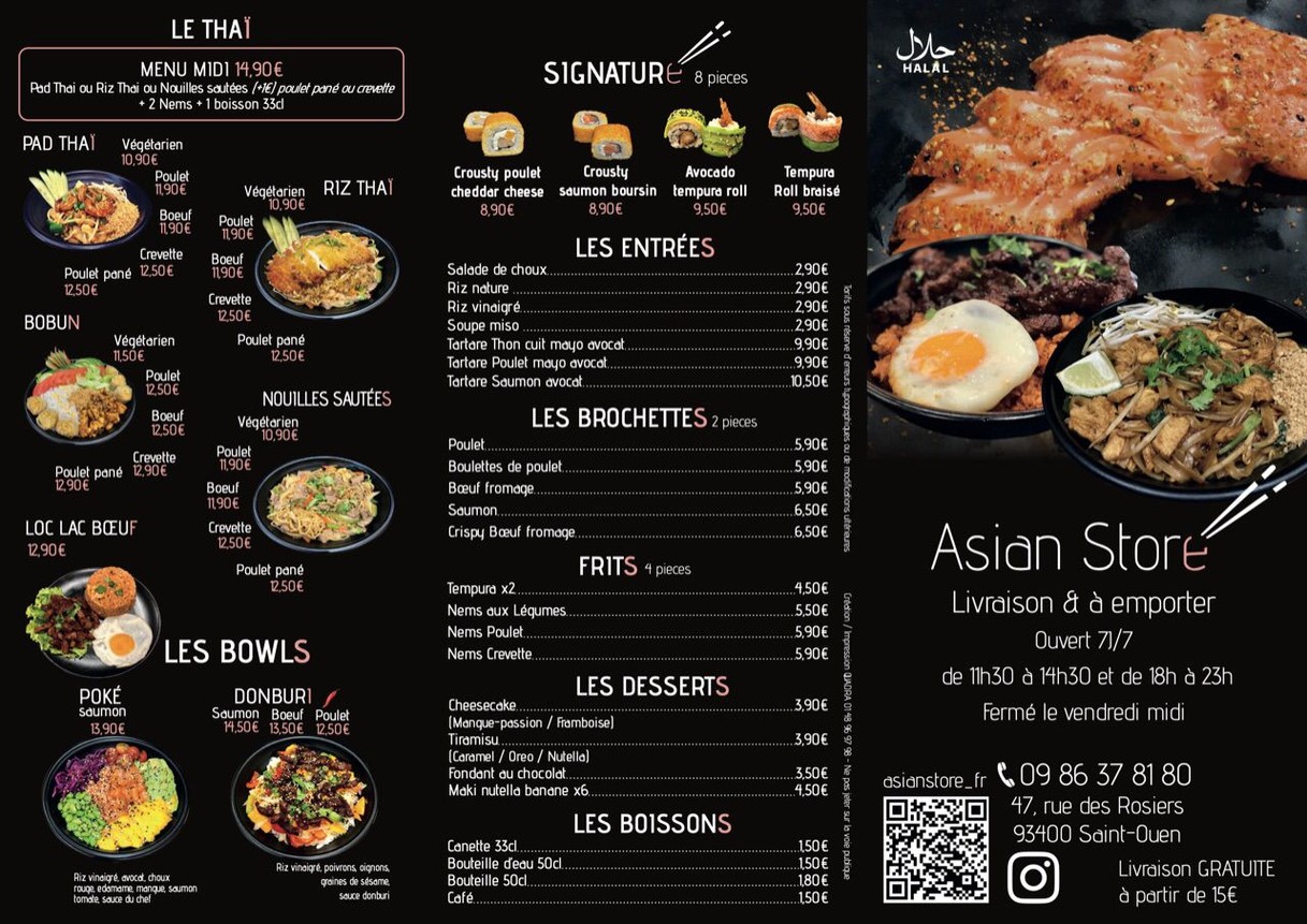 Asian Store menu 1