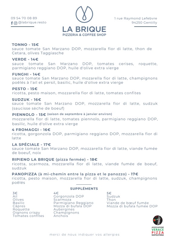 La Brique menu 2