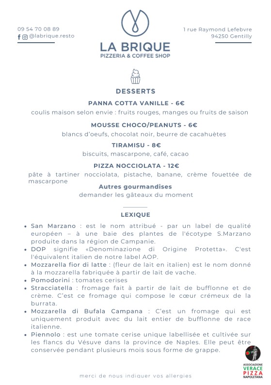 La Brique menu 3