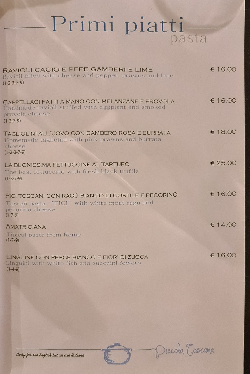 La Piccola Toscana Ristorante Toscano a Prati menu 2