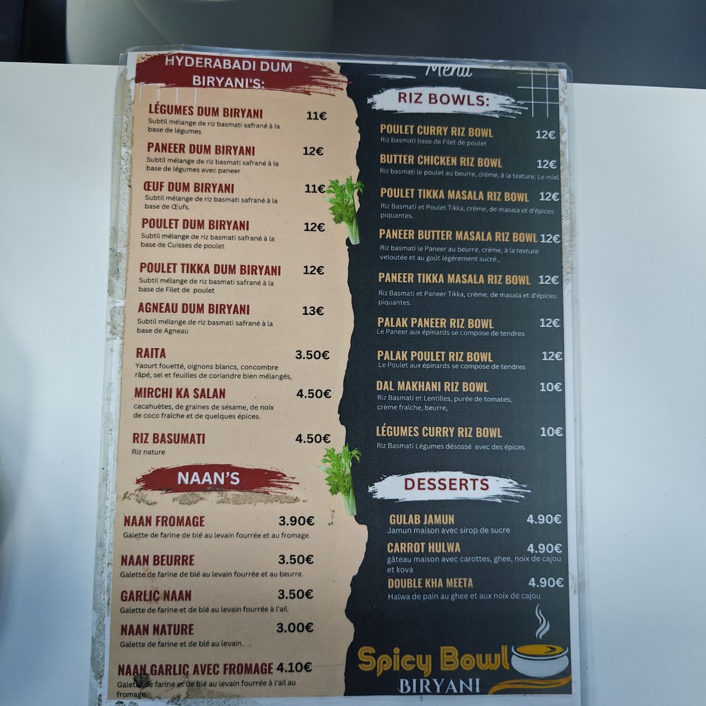 Spicy Bowl Biryani menu 2