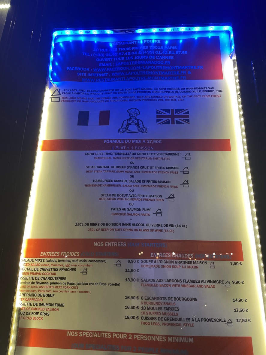 La Poutre menu 1