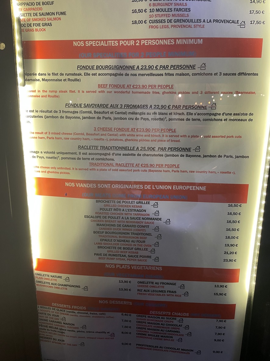 La Poutre menu 2