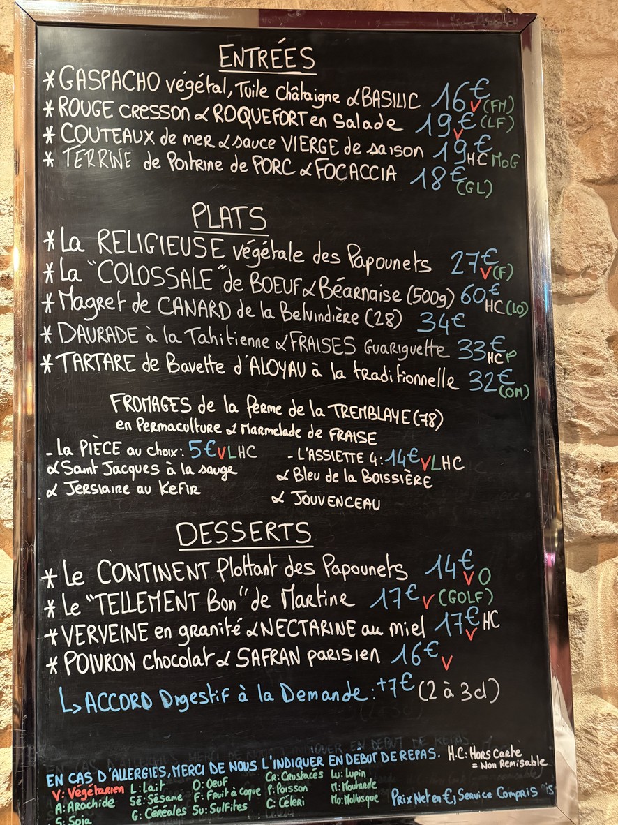 Le Petit Commines menu 1