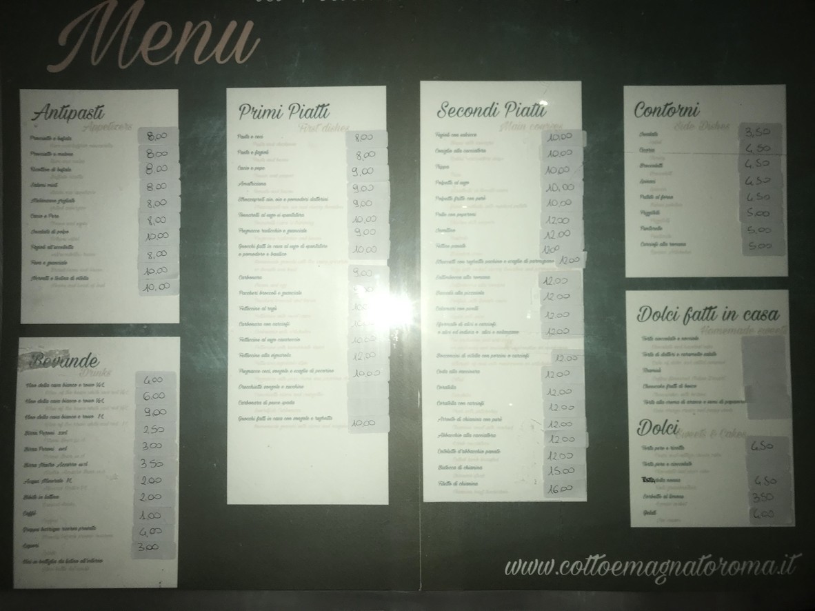 Ristorante Cotto e magnato menu 1