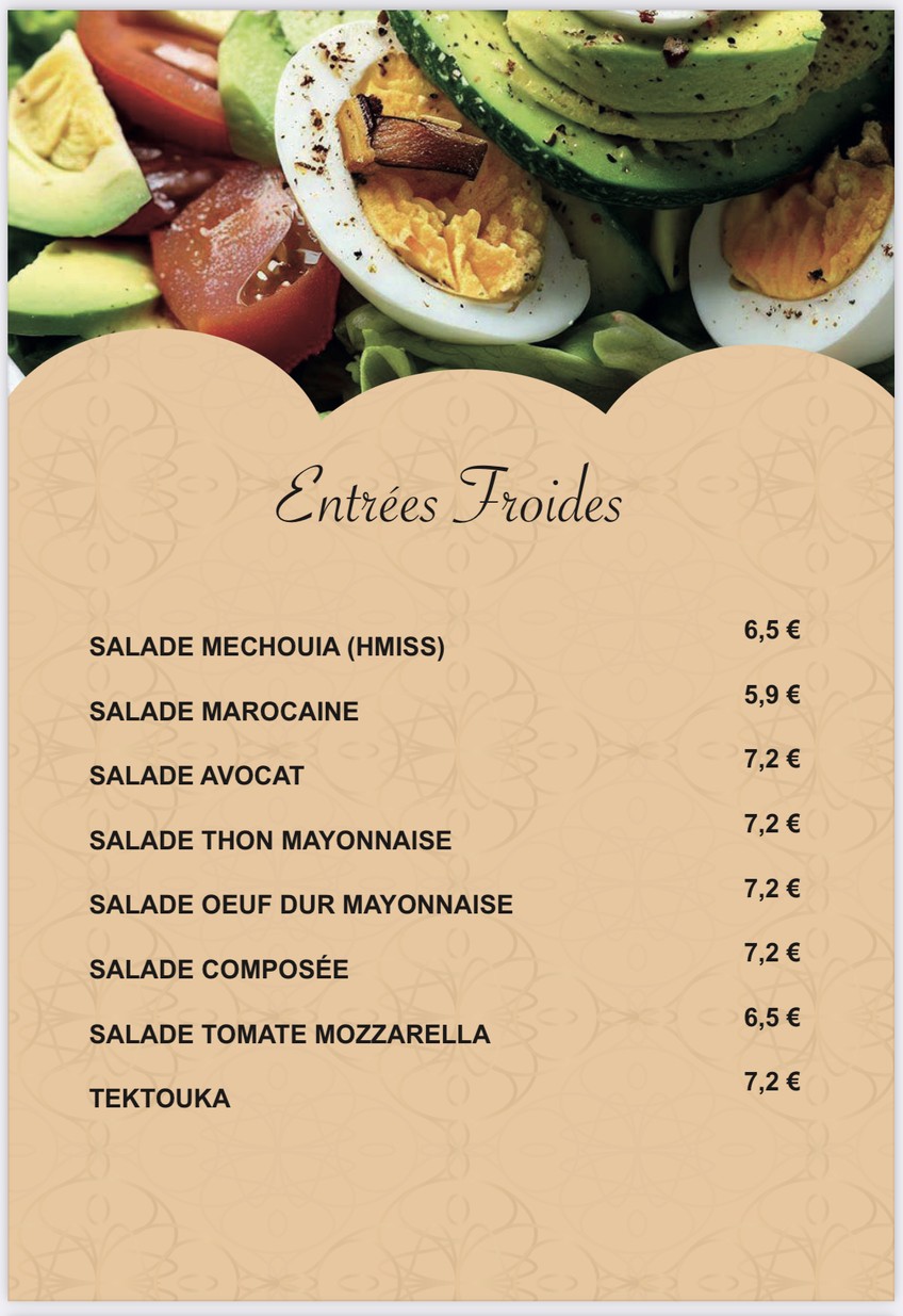 Restaurant La Baraka menu 1