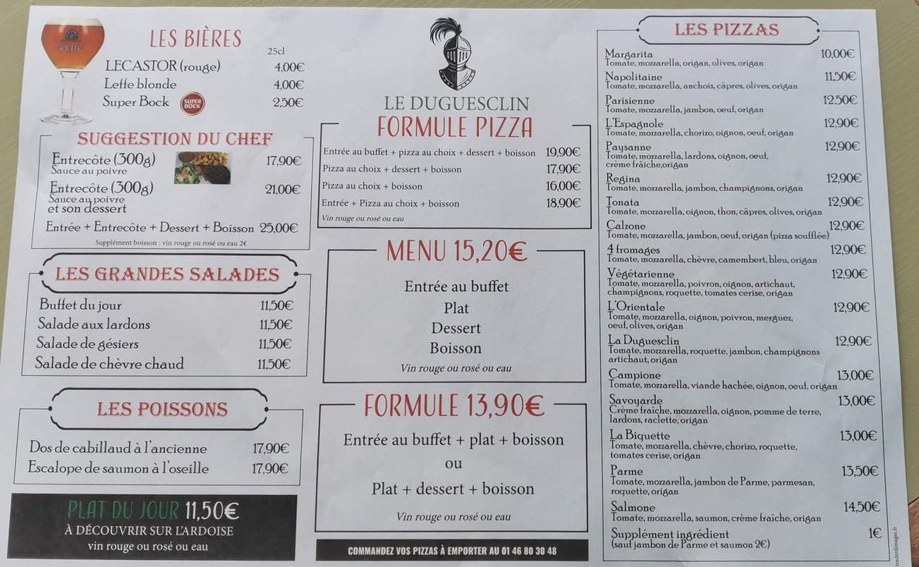 Le Duguesclin menu 1