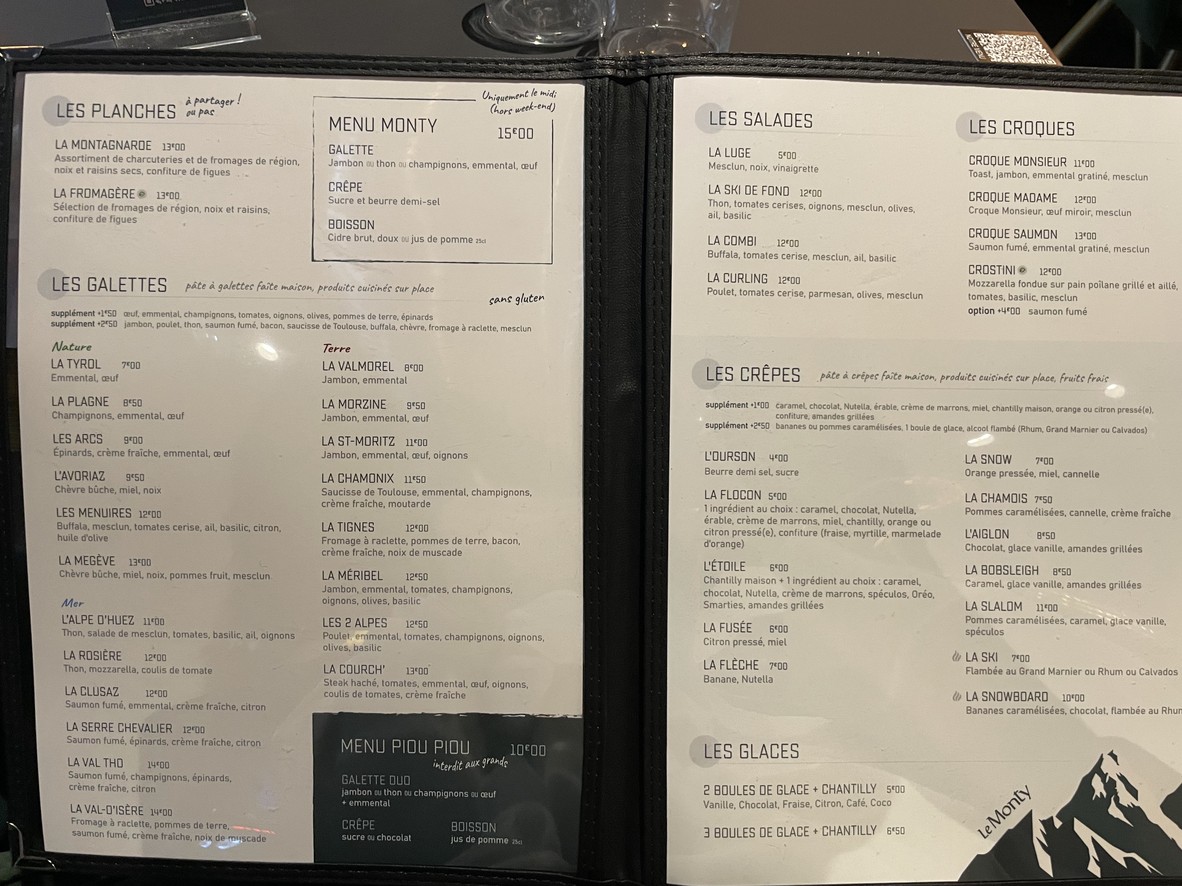 Le Monty - Crêperie à Levallois menu 1