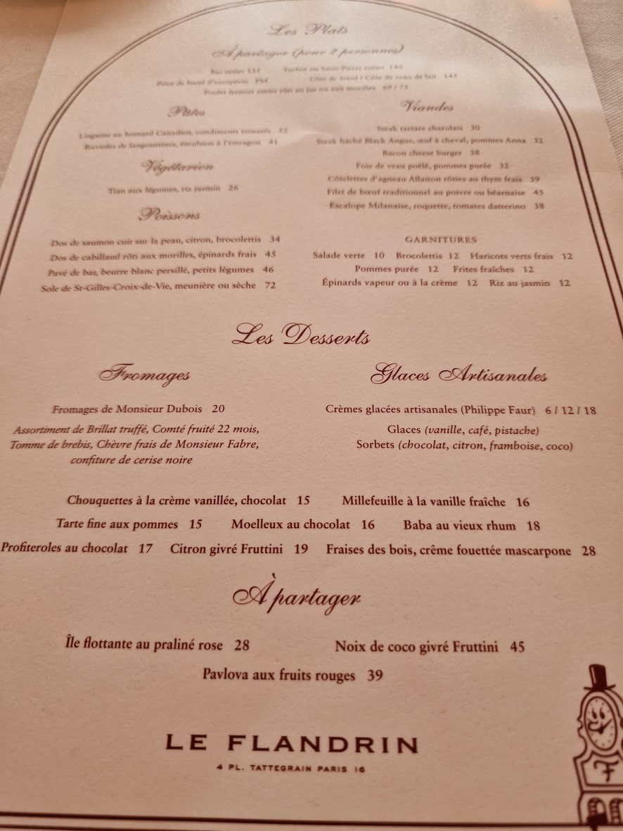 Le Flandrin menu 2
