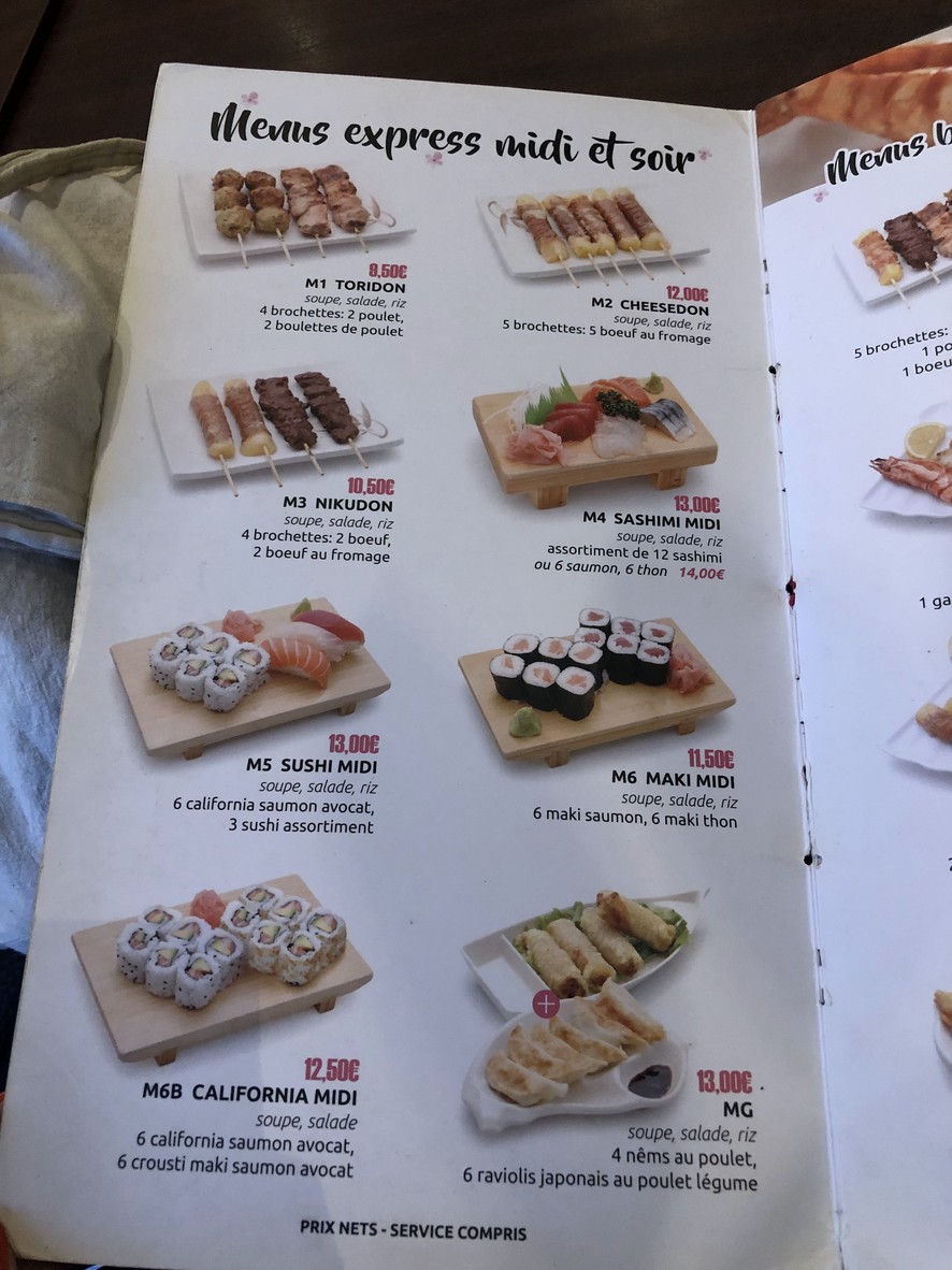 Sakura Puteaux menu 2