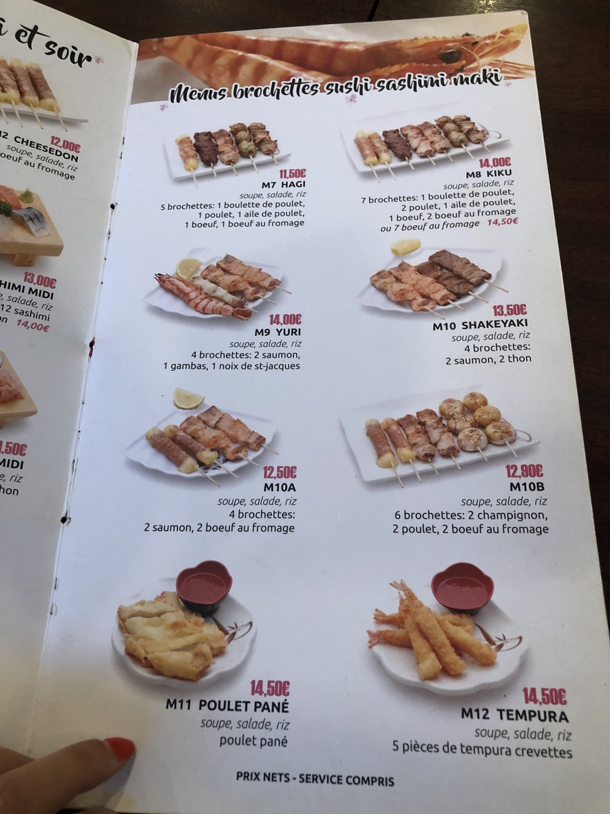 Sakura Puteaux menu 3