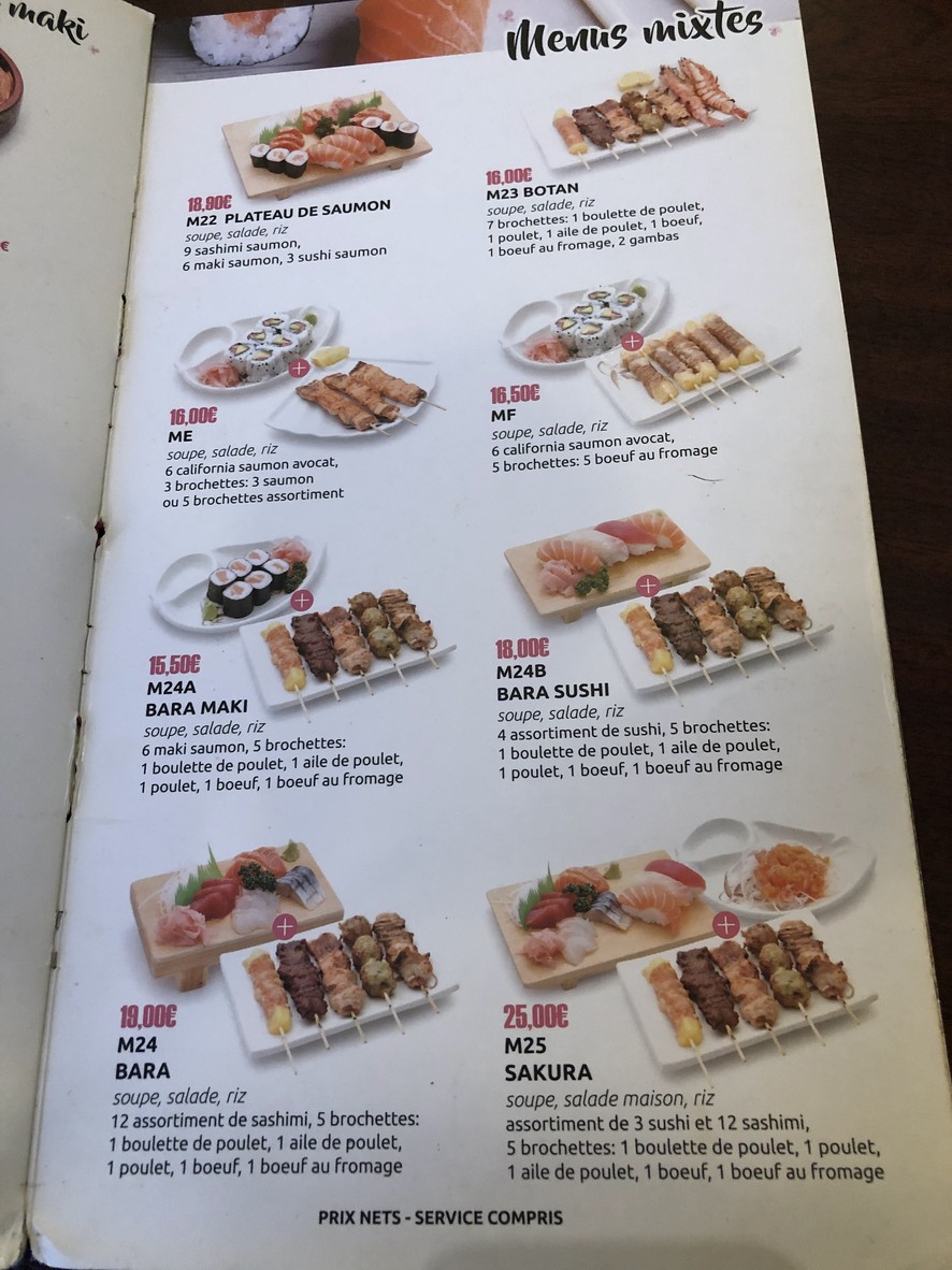 Sakura Puteaux menu 5